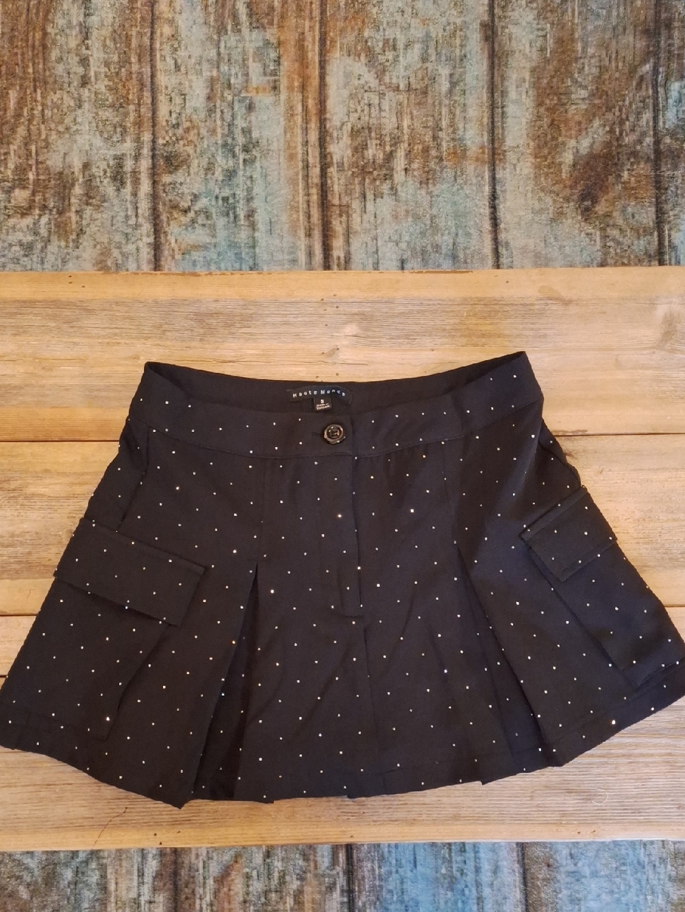 Haute Monde Black Mini Skort with Silver Stud Accents. Size Small